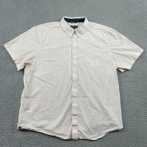 Rank 45 Button Down Shirt Mens XXL White Red Geometric Short Sleeve RMSP22W3